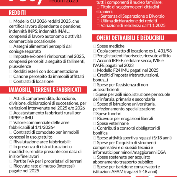 730 | Dichiarazione dei redditi 2026: documenti necessari